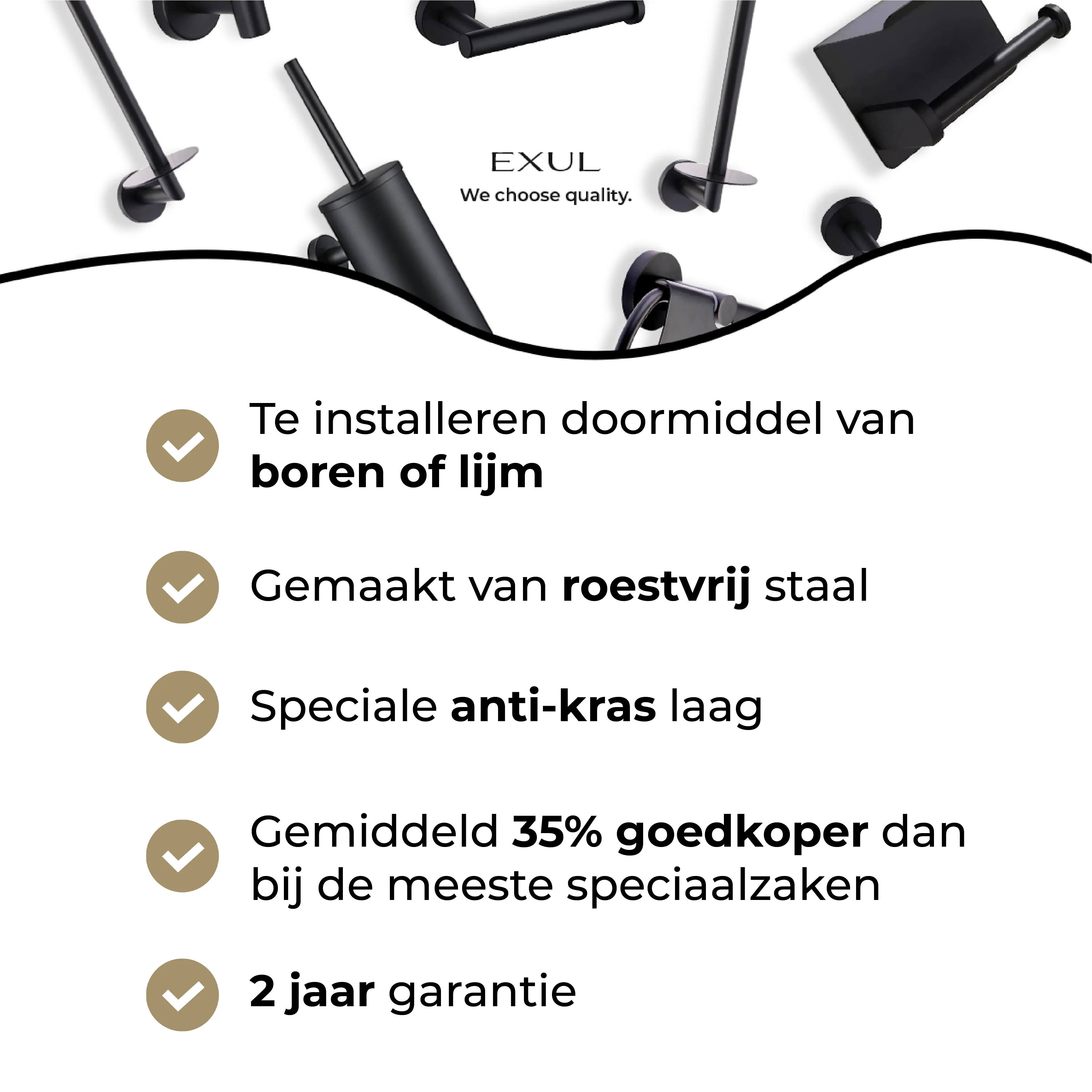Toiletborstel met houder - Goud - Image 4