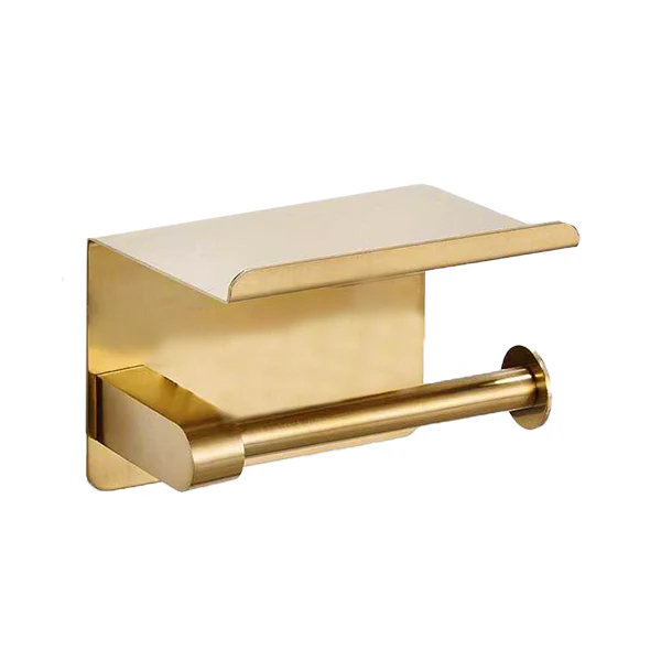 Toiletrolhouder met plankje - Goud